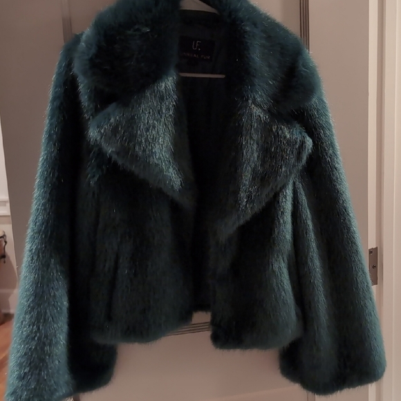 Unreal Fur Jackets & Blazers - 'Unreal Fur' Teal Teddy Jacket